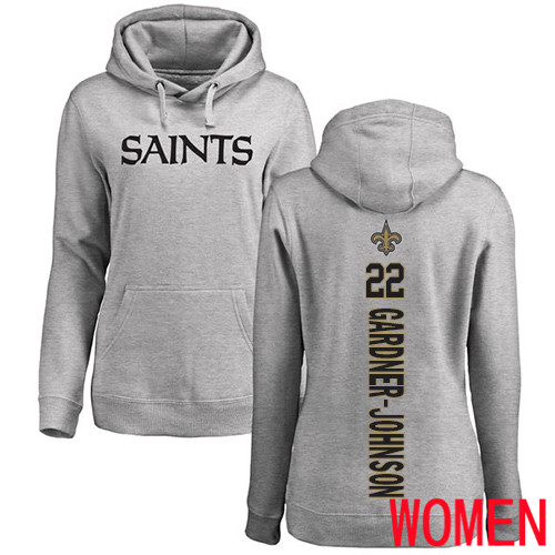 New Orleans Saints Ash Women Chauncey Gardner Johnson Backer NFL Football #22 Pullover Hoodie Sweatshirts->nfl t-shirts->Sports Accessory